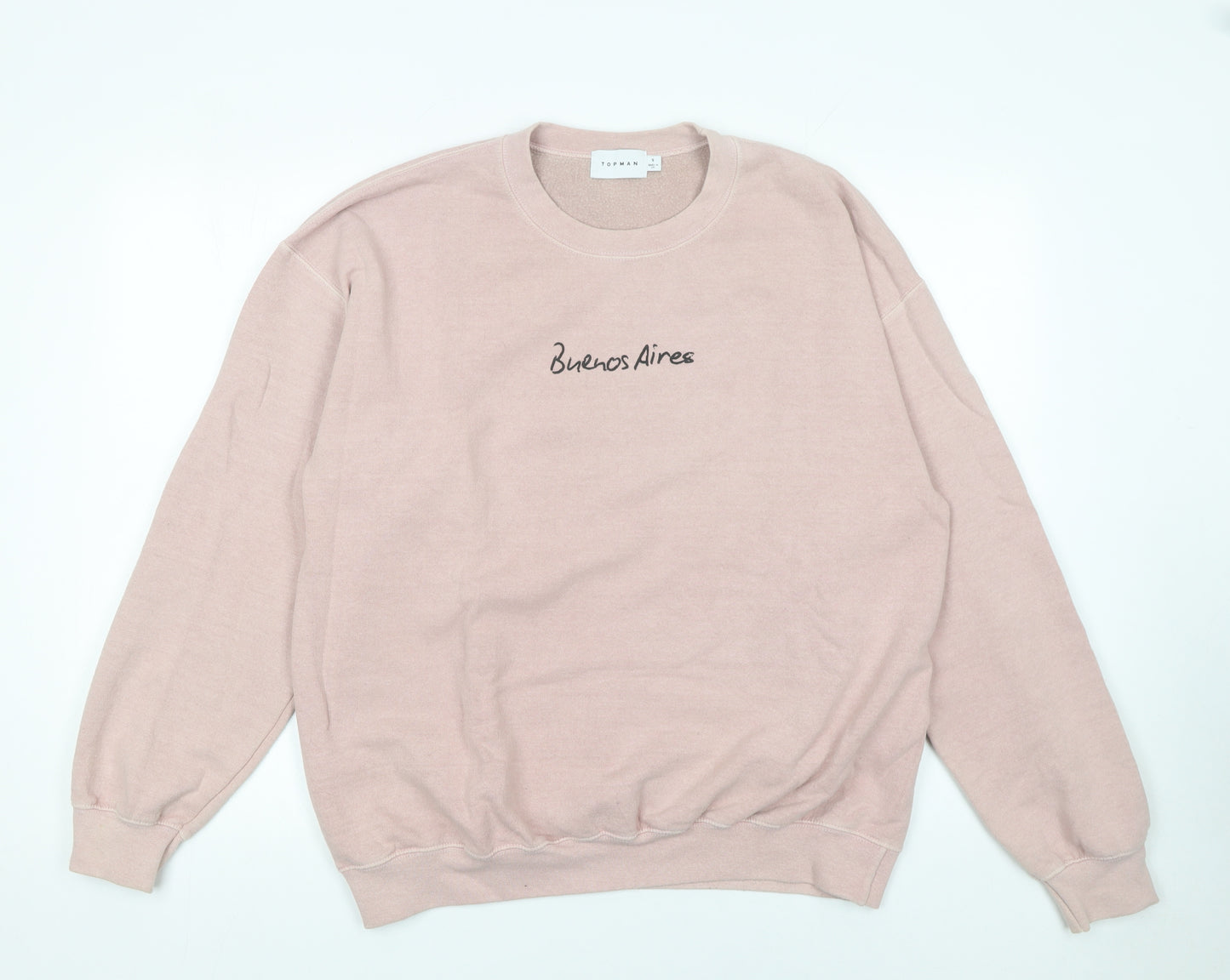 Topman Men's Pink 'Buenos Aires' Graphic Pullover Sweatshirt Size S