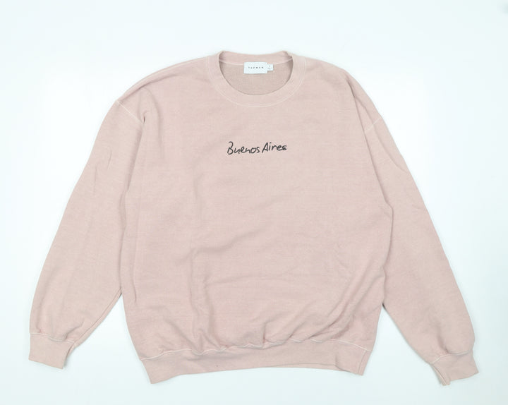 Topman Men's Pink 'Buenos Aires' Graphic Pullover Sweatshirt Size S