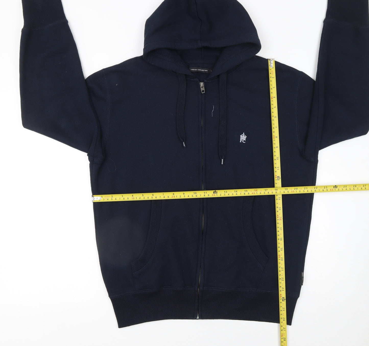 French Connection Men's Blue Full Zip Hoodie Size L
