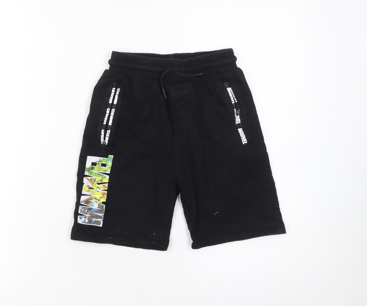 Marvel Boys Black Sweat Shorts 8 Years Regular Fit Hulk Superhero Design