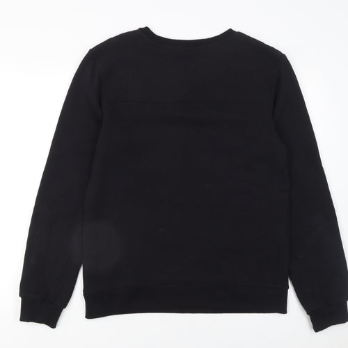 Firetrap Men's Black Sweatshirt M Pullover Crew Neck Zip Pockets