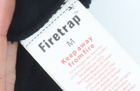 Firetrap Men's Black Sweatshirt M Pullover Crew Neck Zip Pockets