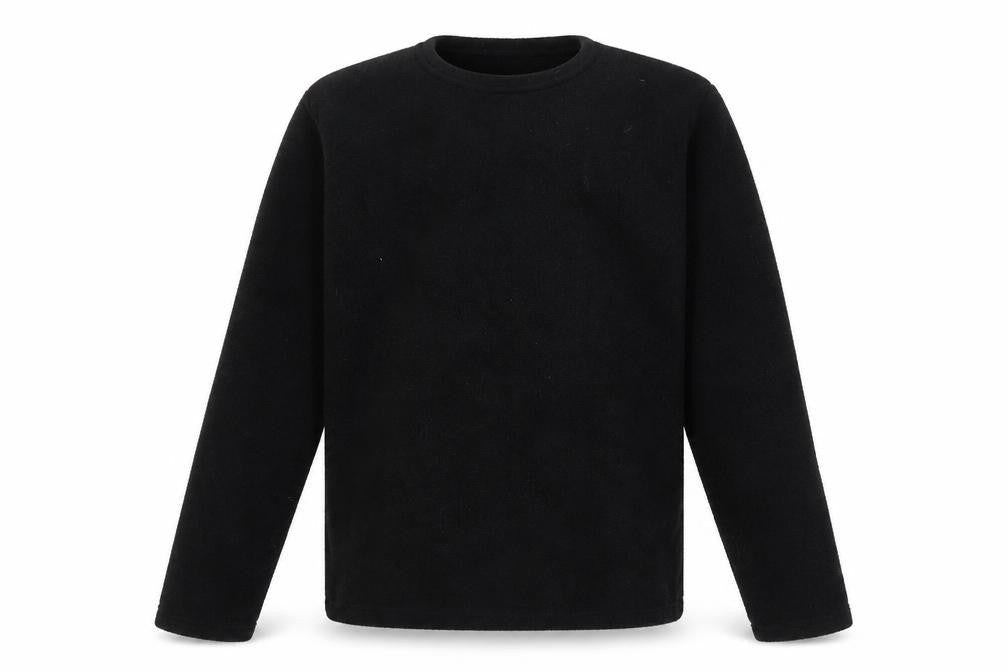 Front view of Kruxader Men's Black Fleece Pullover Sweatshirt, size S