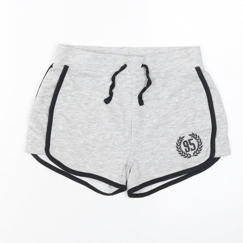 915 Girls Grey Sweat Shorts Age 9 134cm Cotton Blend Drawstring Trim