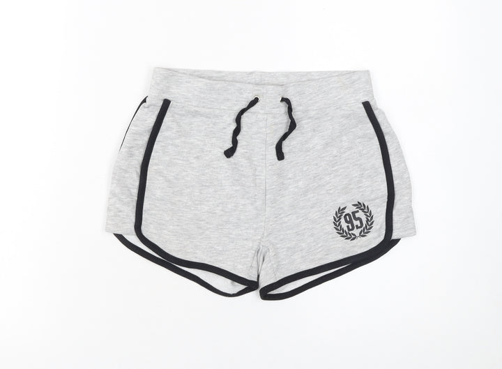 915 Girls Grey Sweat Shorts Age 9 134cm Cotton Blend Drawstring Trim