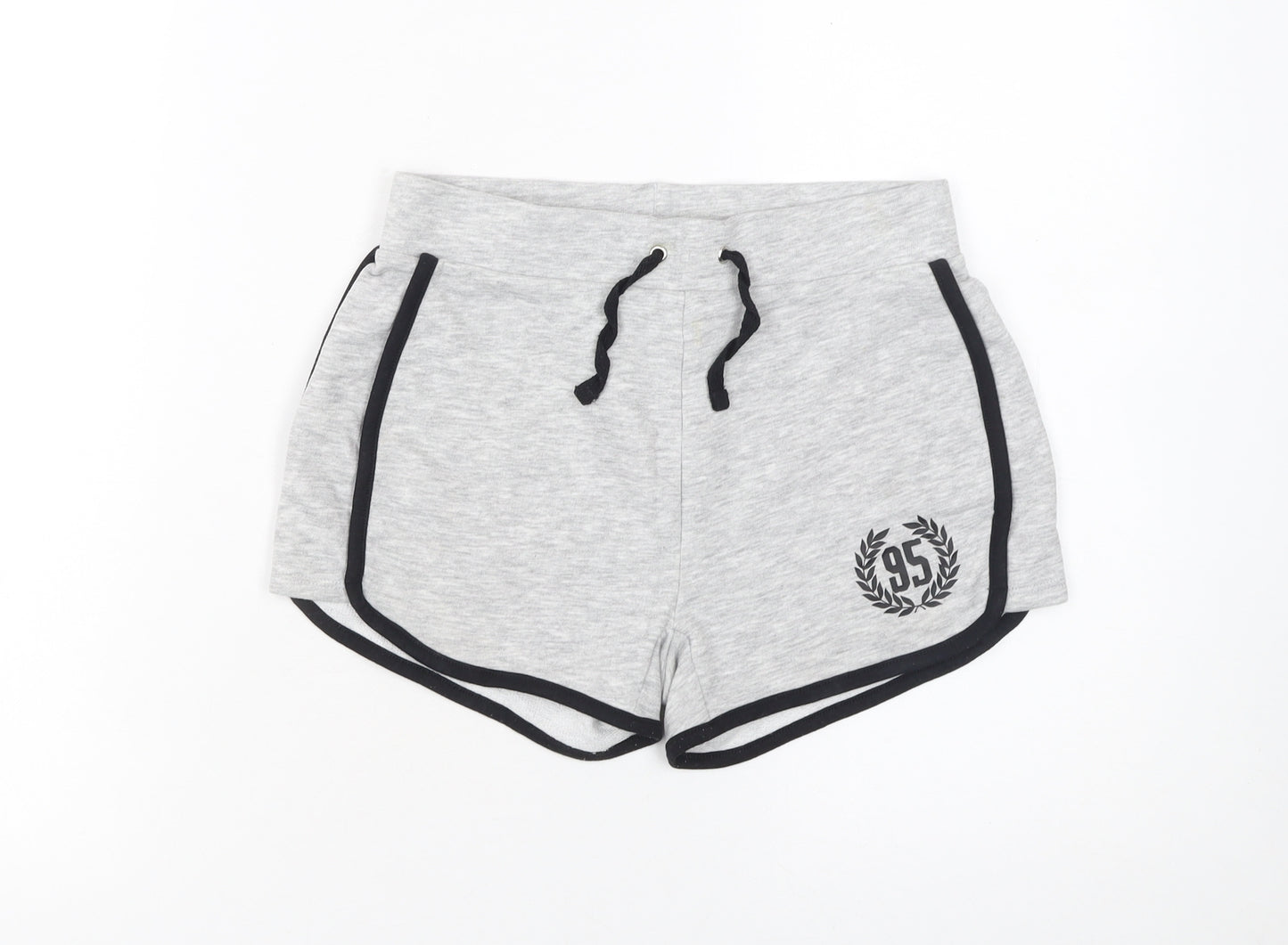 915 Girls Grey Sweat Shorts Age 9 134cm Cotton Blend Drawstring Trim