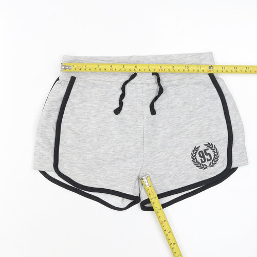 915 Girls Grey Sweat Shorts Age 9 134cm Cotton Blend Drawstring Trim