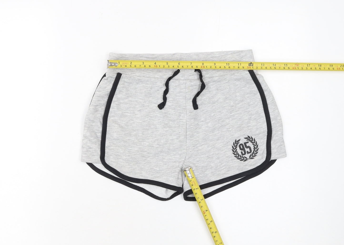 915 Girls Grey Sweat Shorts Age 9 134cm Cotton Blend Drawstring Trim