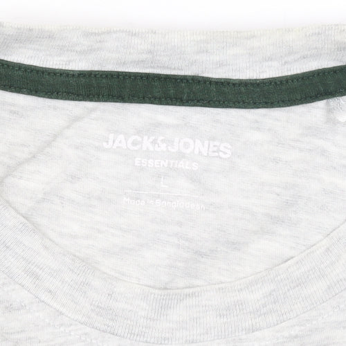 Jack & Jones Mens Grey Regular Fit Crew Neck Short Sleeve T-Shirt Size L