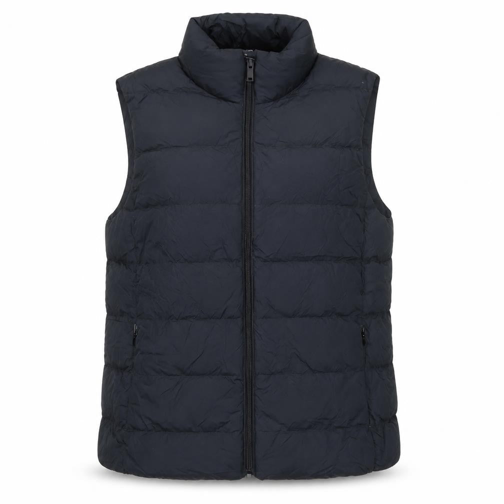 Front view of Marks & Spencer women’s black puffer waistcoat, size UK 10, regular fit