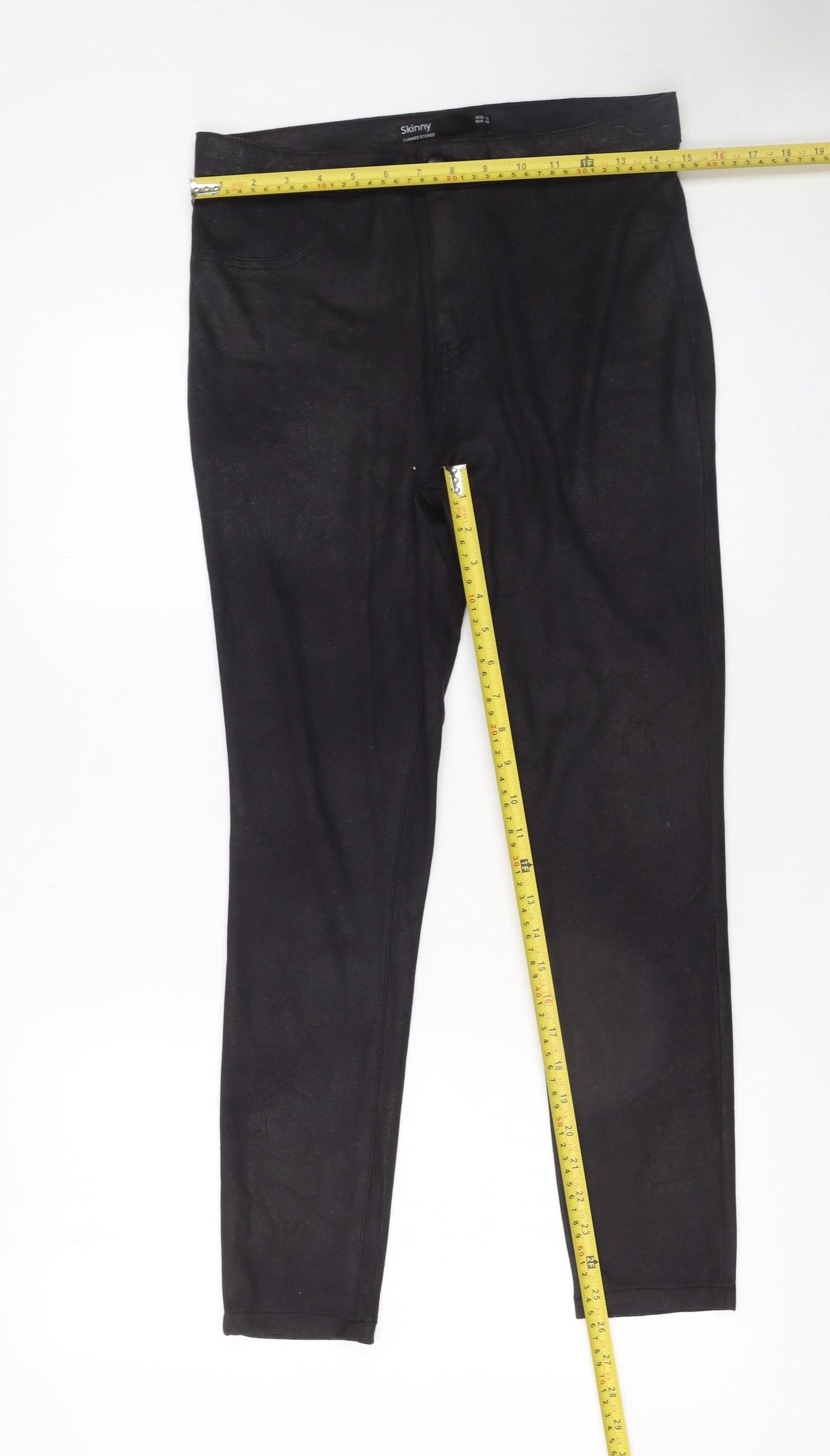 Dunnes Stores Women's Black Skinny Trousers Size 12 S Polyester Blend
