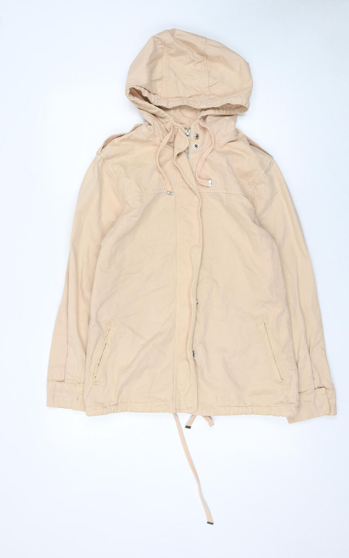 Topshop Women’s Beige Hooded Cotton Anorak Jacket Size 6