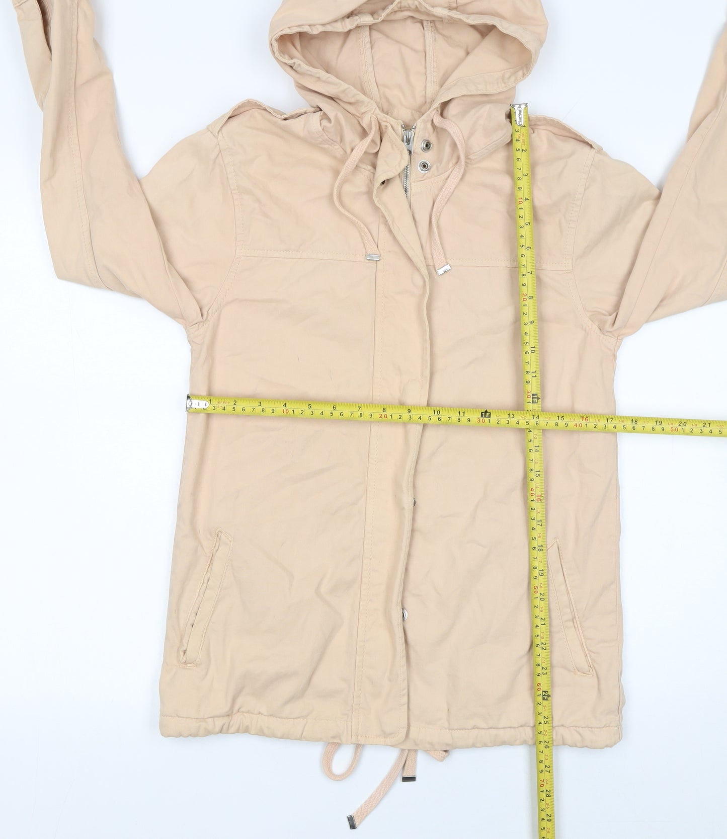 Topshop Women’s Beige Hooded Cotton Anorak Jacket Size 6