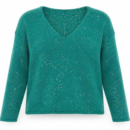 Vero Moda Women’s Green Sequin V-Neck Knit Jumper Size 12