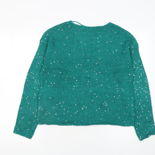 Vero Moda Women’s Green Sequin V-Neck Knit Jumper Size 12