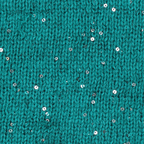 Vero Moda Women’s Green Sequin V-Neck Knit Jumper Size 12