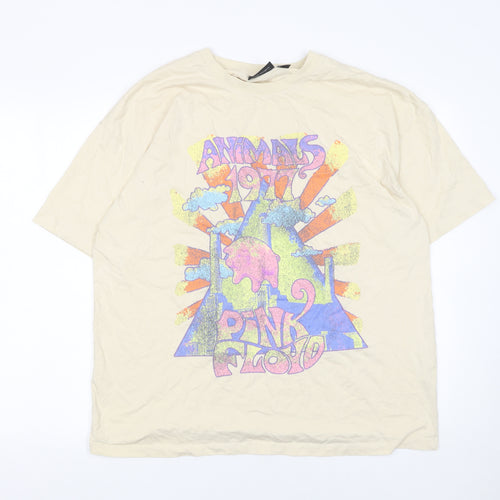 Primark Men Beige Pink Floyd 1977 Band Graphic T-Shirt Size M
