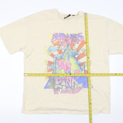 Primark Men Beige Pink Floyd 1977 Band Graphic T-Shirt Size M