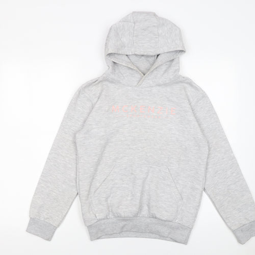 Mckenzie Girls Grey Pullover Hoodie 12-13 Years Logo Fleece Sweatshirt