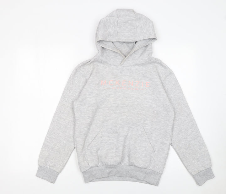 Mckenzie Girls Grey Pullover Hoodie 12-13 Years Logo Fleece Sweatshirt