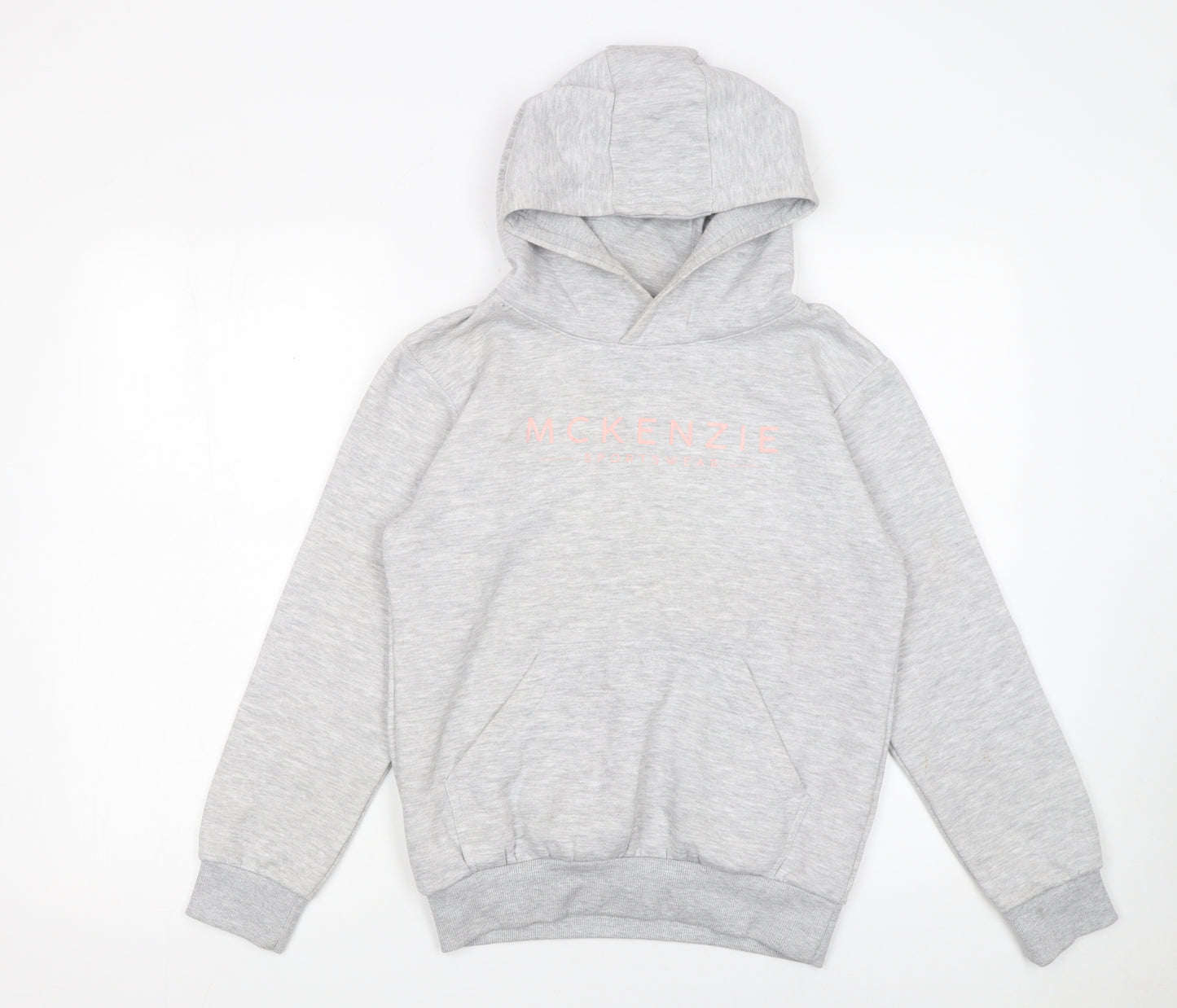 Mckenzie Girls Grey Pullover Hoodie 12-13 Years Logo Fleece Sweatshirt