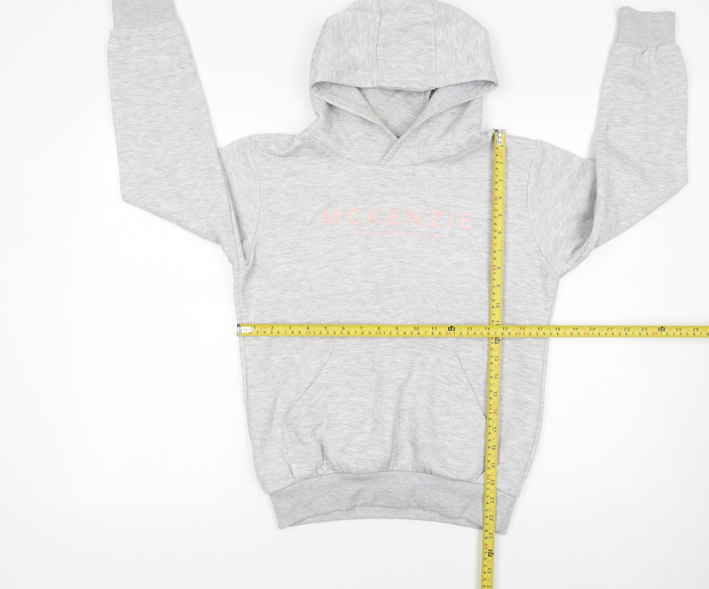 Mckenzie Girls Grey Pullover Hoodie 12-13 Years Logo Fleece Sweatshirt