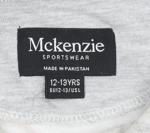 Mckenzie Girls Grey Pullover Hoodie 12-13 Years Logo Fleece Sweatshirt