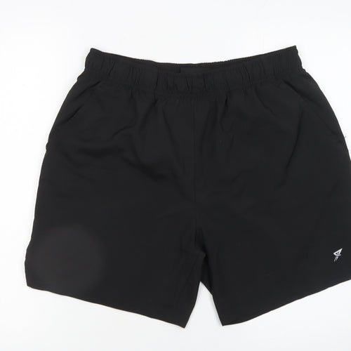 Workout Men's Black Polyester Athletic Shorts L Lightweight Breathable