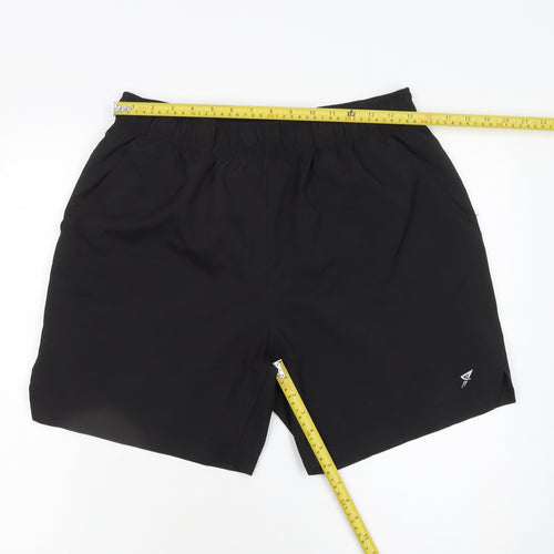 Workout Men's Black Polyester Athletic Shorts L Lightweight Breathable