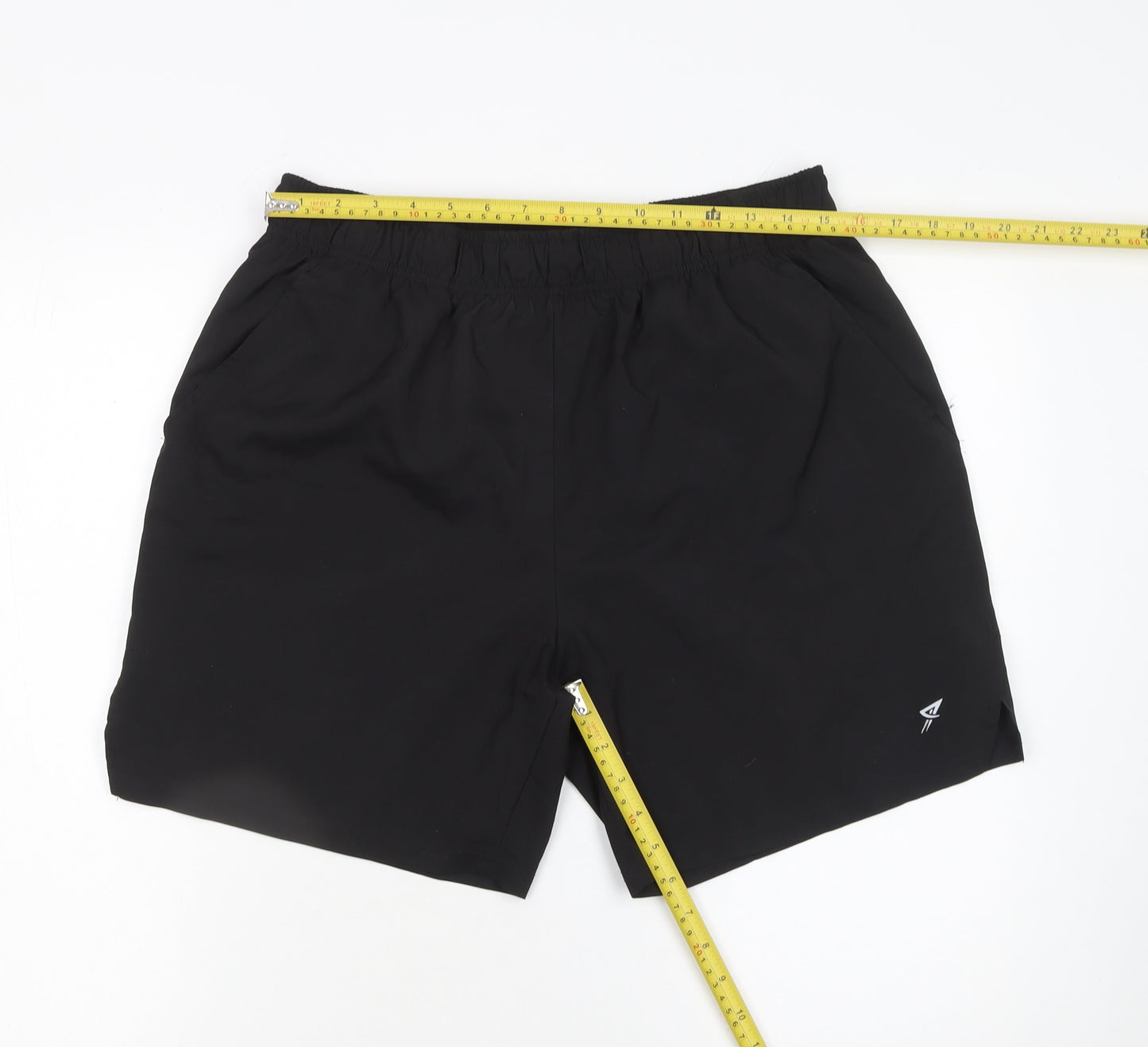 Workout Men's Black Polyester Athletic Shorts L Lightweight Breathable