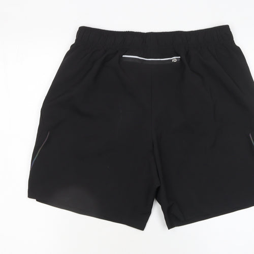 Workout Men's Black Polyester Athletic Shorts L Lightweight Breathable