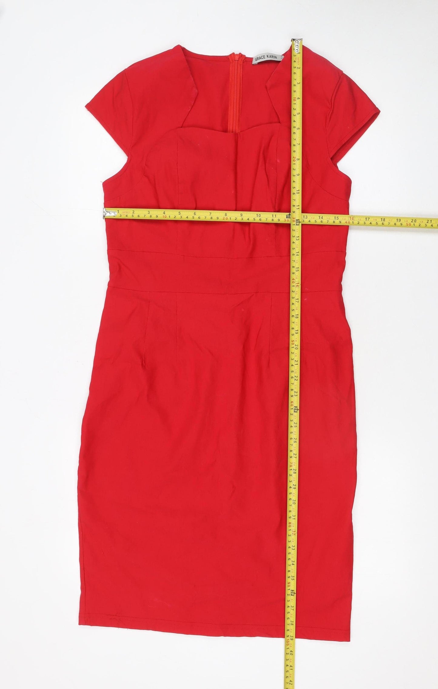 Grace Karin Women's Red Bodycon Knee Length Dress Size 12