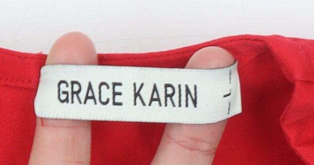 Grace Karin Women's Red Bodycon Knee Length Dress Size 12