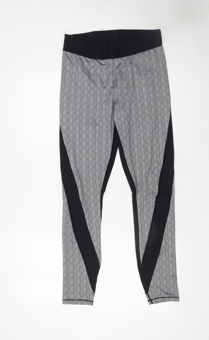Ivy Park Womens Black Grey Large Leggings Stretch Activewear Trousers