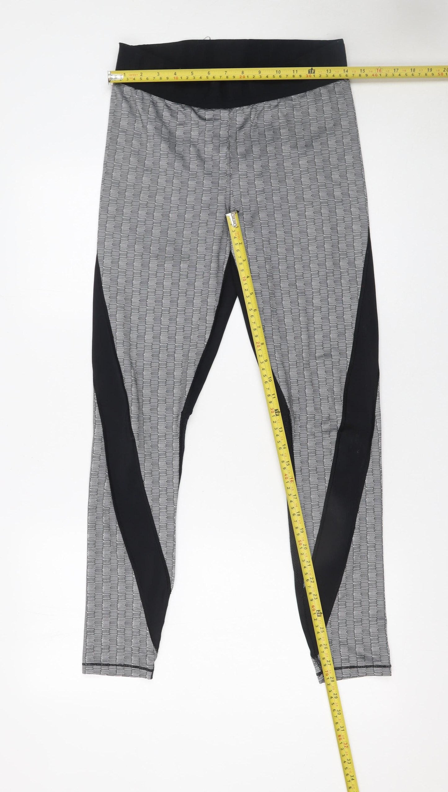 Ivy Park Womens Black Grey Large Leggings Stretch Activewear Trousers