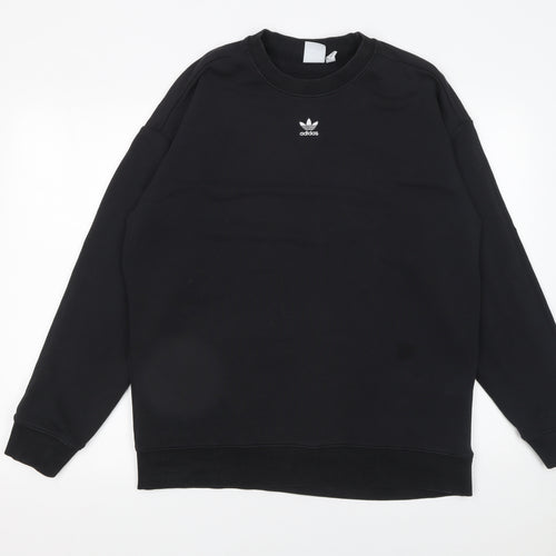 Adidas Women Black Cotton Blend Crew Neck Pullover Sweatshirt UK 14