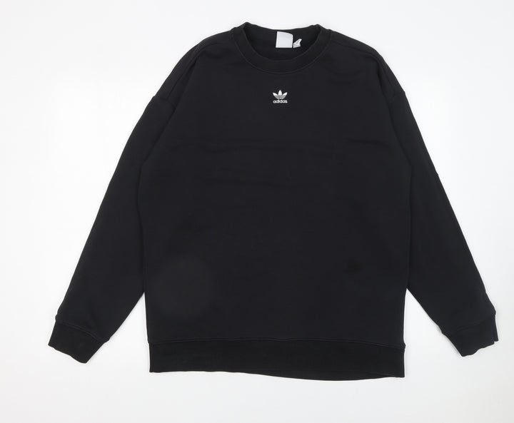 Adidas Women Black Cotton Blend Crew Neck Pullover Sweatshirt UK 14