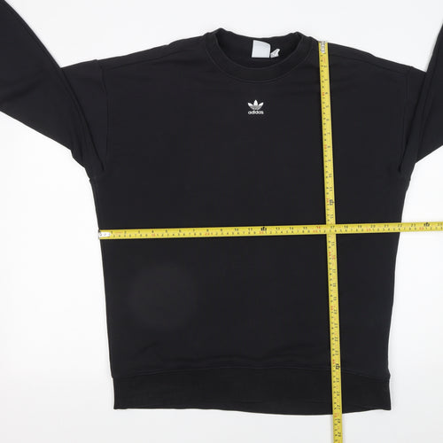 Adidas Women Black Cotton Blend Crew Neck Pullover Sweatshirt UK 14