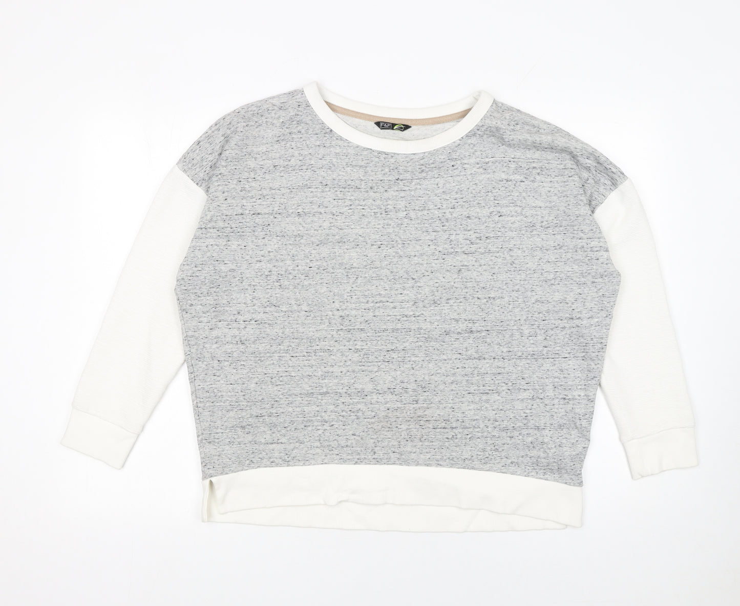 F&F Women’s Grey & White Pullover Sweatshirt Size 10 Cotton Blend