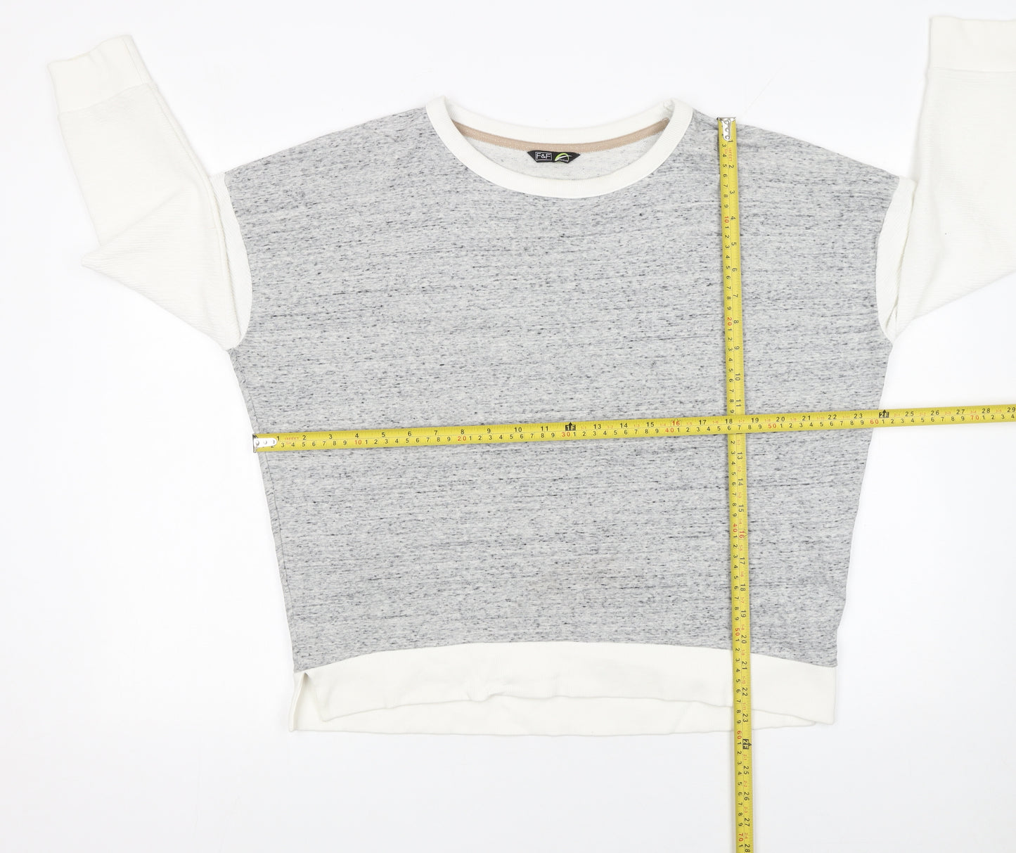 F&F Women’s Grey & White Pullover Sweatshirt Size 10 Cotton Blend