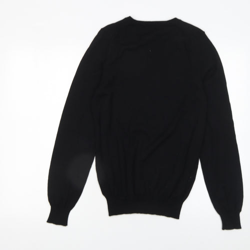 Bruuns Bazaar Men’s Black Merino Wool V-Neck Jumper Size S