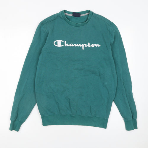 Champion Men’s Green Pullover Sweatshirt Small Crew Neck Sports Logo