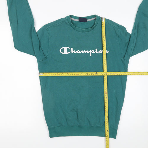 Champion Men’s Green Pullover Sweatshirt Small Crew Neck Sports Logo