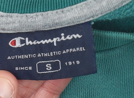 Champion Men’s Green Pullover Sweatshirt Small Crew Neck Sports Logo