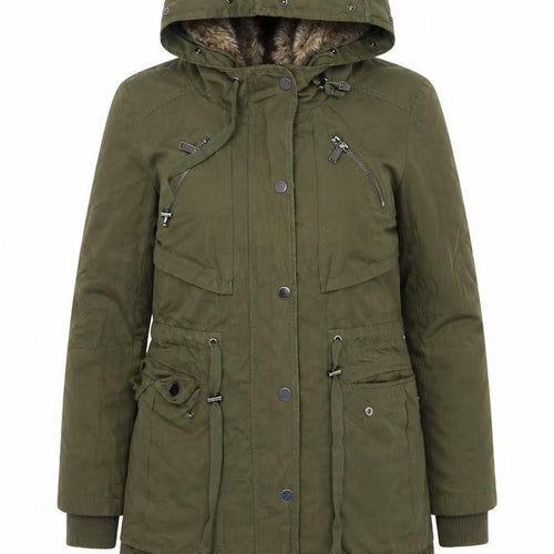 Ever New Women’s Green Hooded Faux Fur Lined Parka Coat Size 6