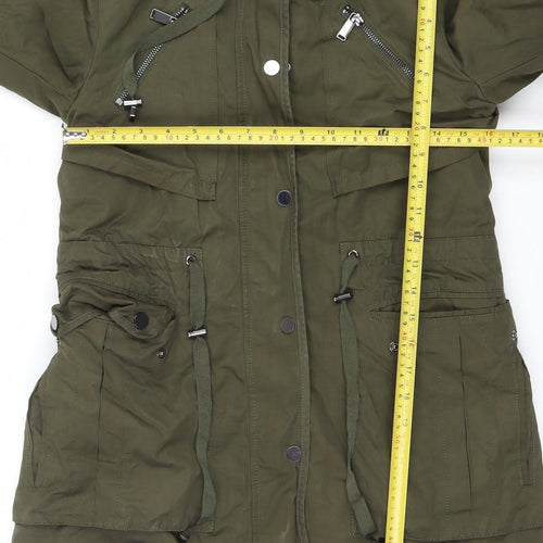 Ever New Women’s Green Hooded Faux Fur Lined Parka Coat Size 6