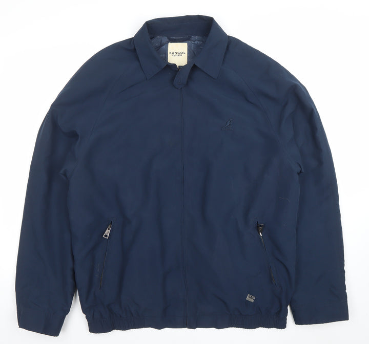Kangol Men’s Blue L Bomber Jacket Full Zip Polyester Casual