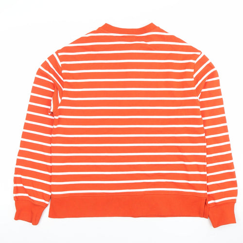 Marks and Spencer Women Orange Striped Cotton Henley Sweatshirt Size S