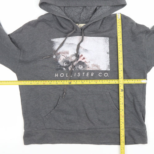 Hollister Women’s Grey Pullover Hoodie S Cotton Blend Graphic Print