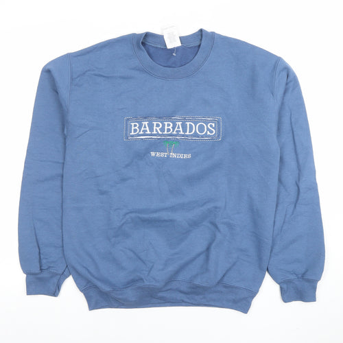 Gildan Men's Blue Barbados Embroidered Pullover Sweatshirt Small
